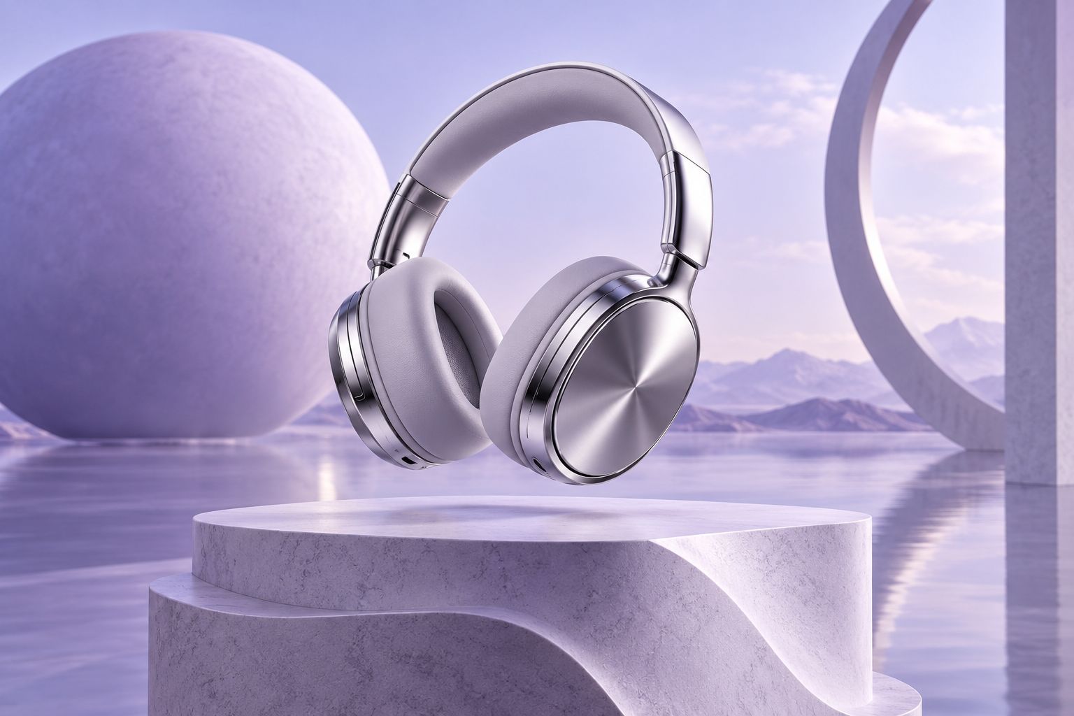 Illustrative headphones creative for a social post