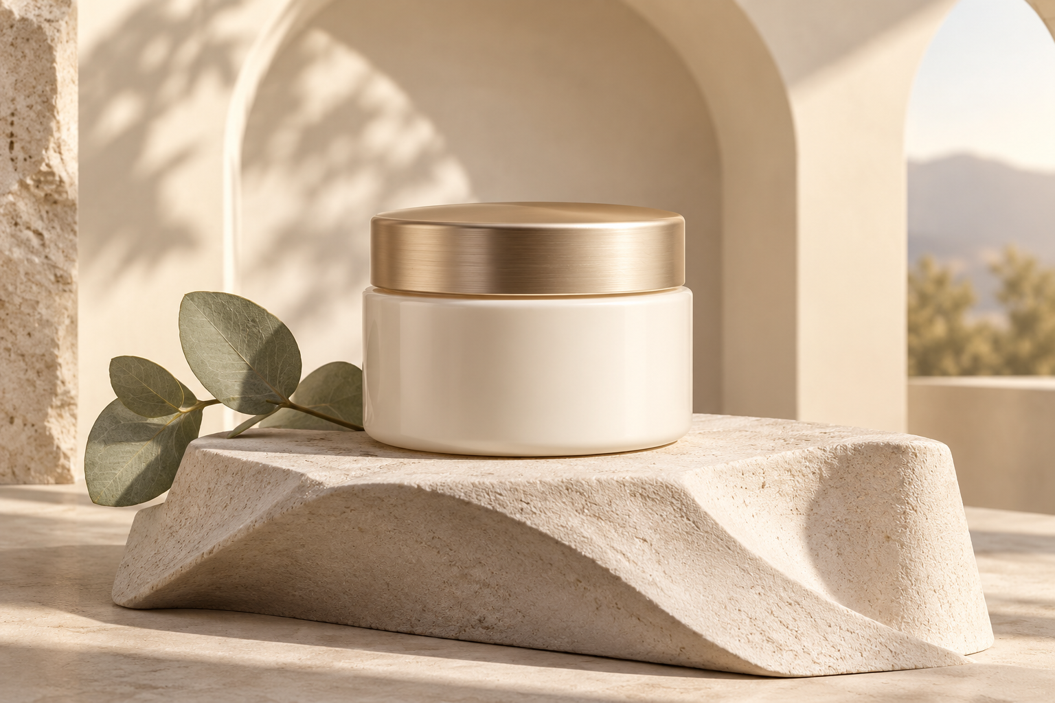 Illustrative skincare product scene